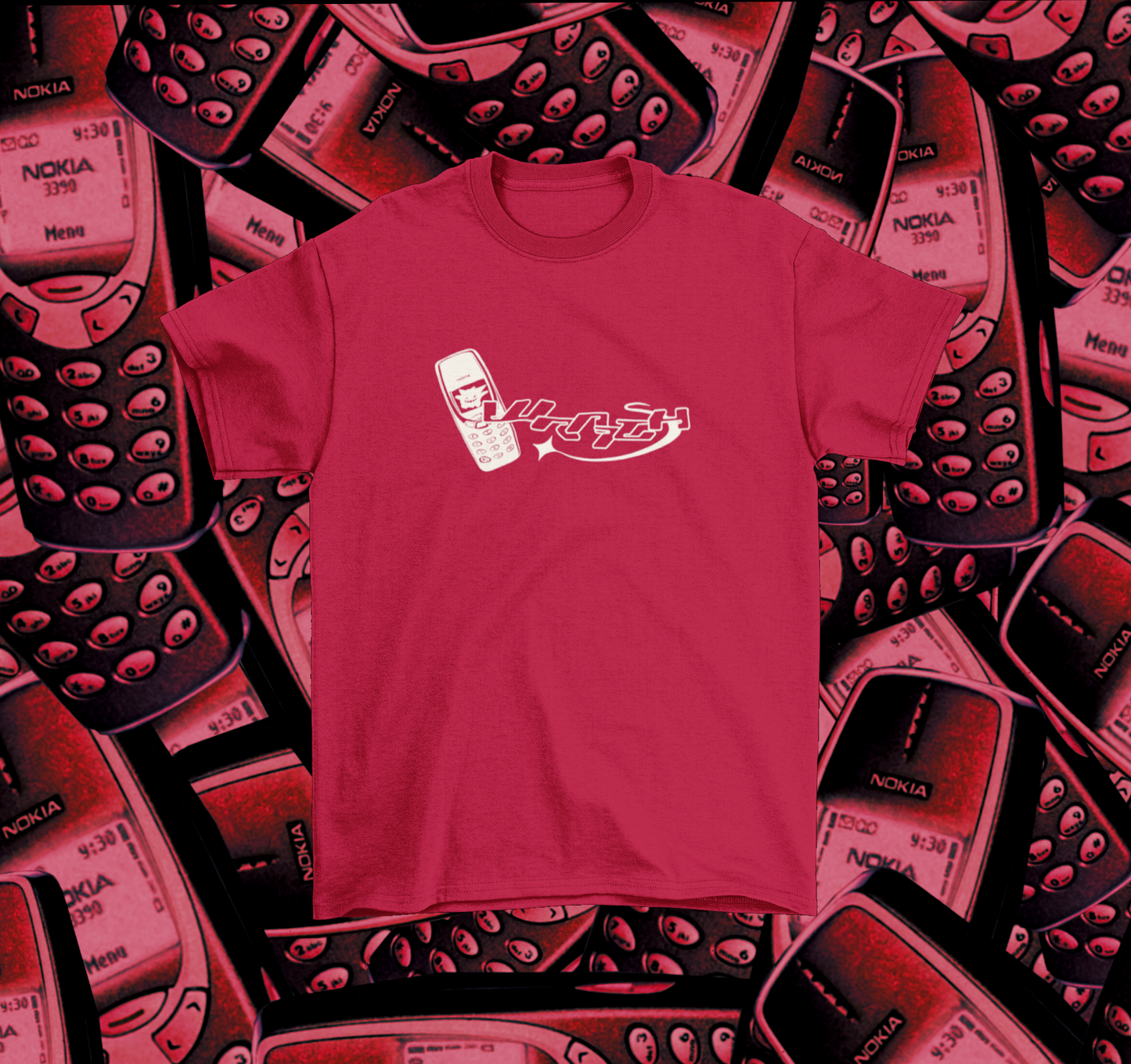 RED RETRO PHONES TEE